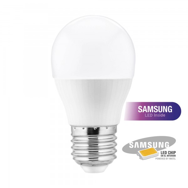 Bomb.led samsung esferica  e27 5w.calida (caja de 10 unidades)