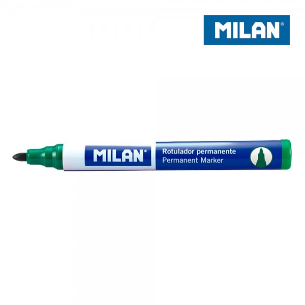 Rotuladores permantenes punta redonda verdes, caja 12 uds