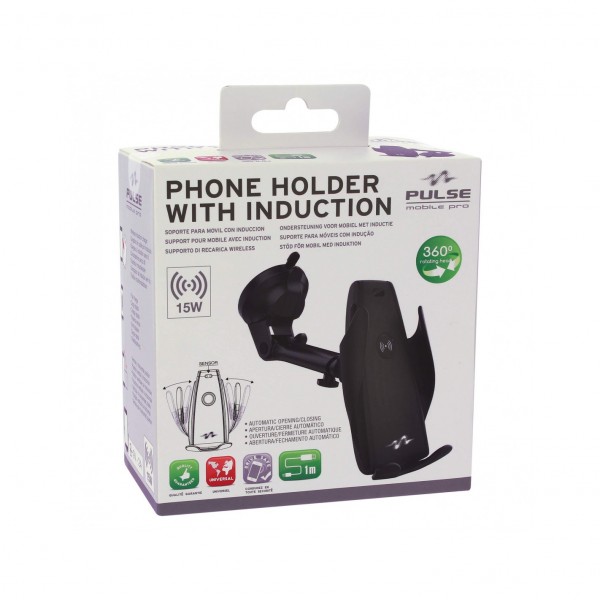 Cargador Inalámbrico Coche Soporte con Cierre y Apertura Automático
