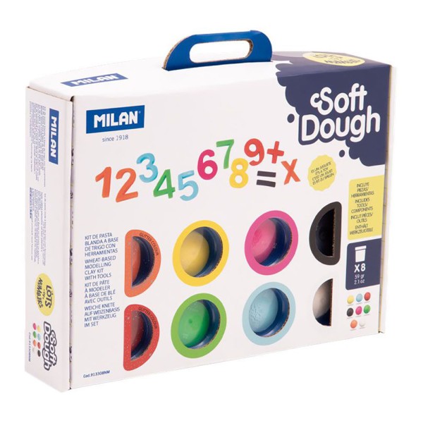 Maletín pasta blanda soft dough 8 botes 59 g con herramientas "números"