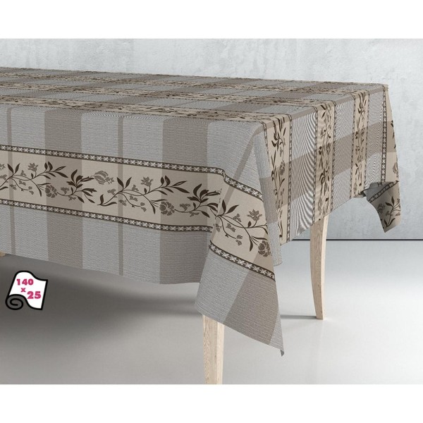 Rollo de hule mantel beige-marrón 1,40 x 25 m