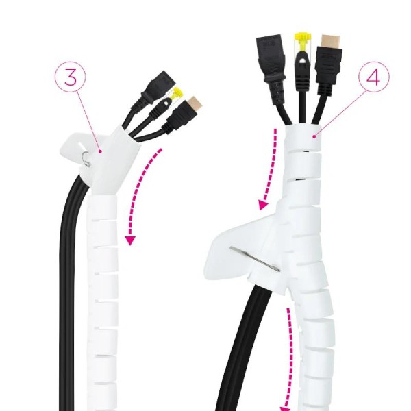 Nanocable organizador cables flex. 25mm 1 m blanco