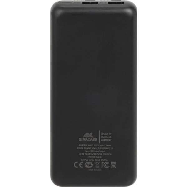 Rivacase va1075 qc/pd 45w 20000 mah black