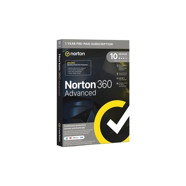 Norton 360 advance 200gb es 1us 10 dispositivos 1a