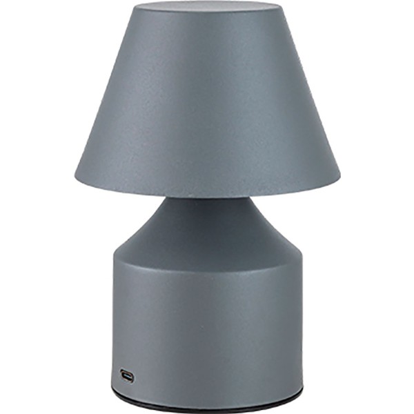 Lámpara metálica led 3cct de mesa recargable 2 w 200 lm, gris, ø110 x 163 mm