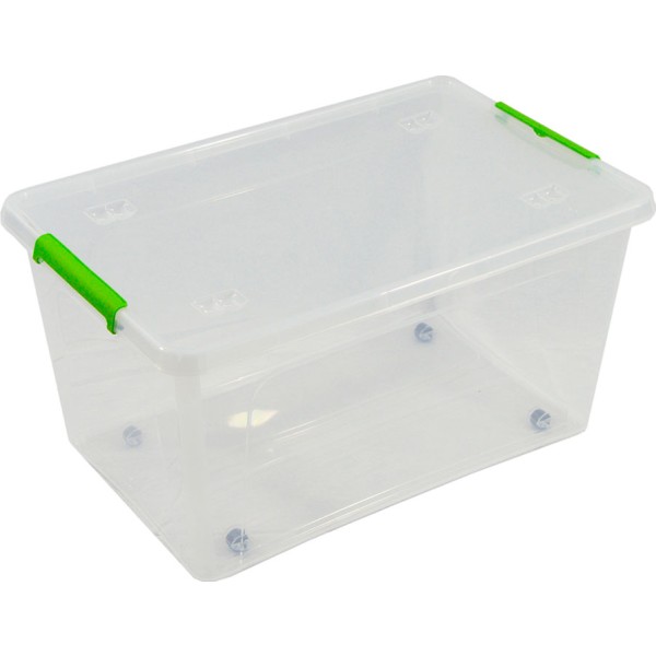 Caja transparente multiusos con ruedas 44 l, 58,5 x 39 x 30 cm