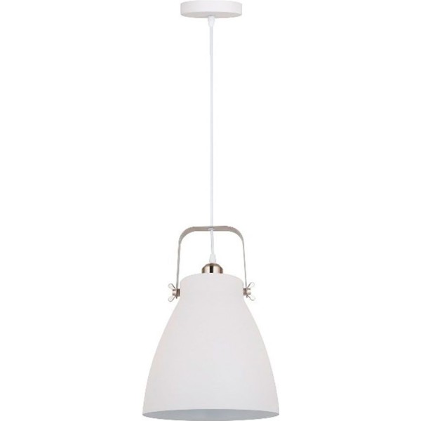 Lámpara de techo, colgante, e27, blanco + nickel, ø270 x 1200 mm