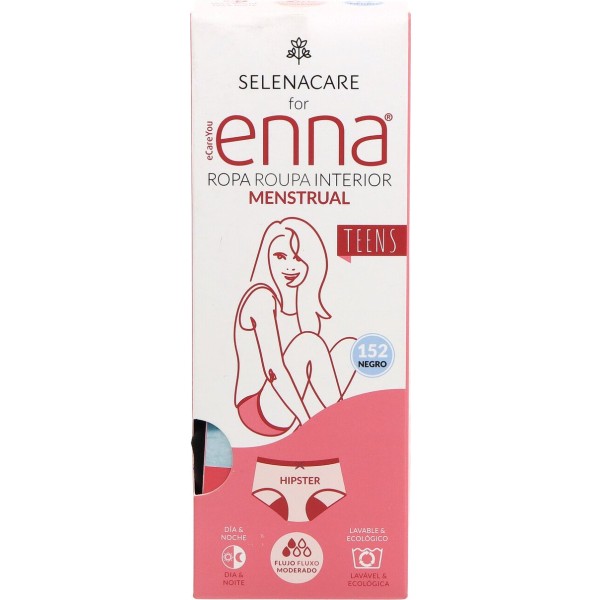 Enna Period Panty Teen Braga Menstrual Adolescente Flujo Medio Negro Talla 152
